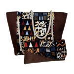 Women's African Print Tote Brown Bag